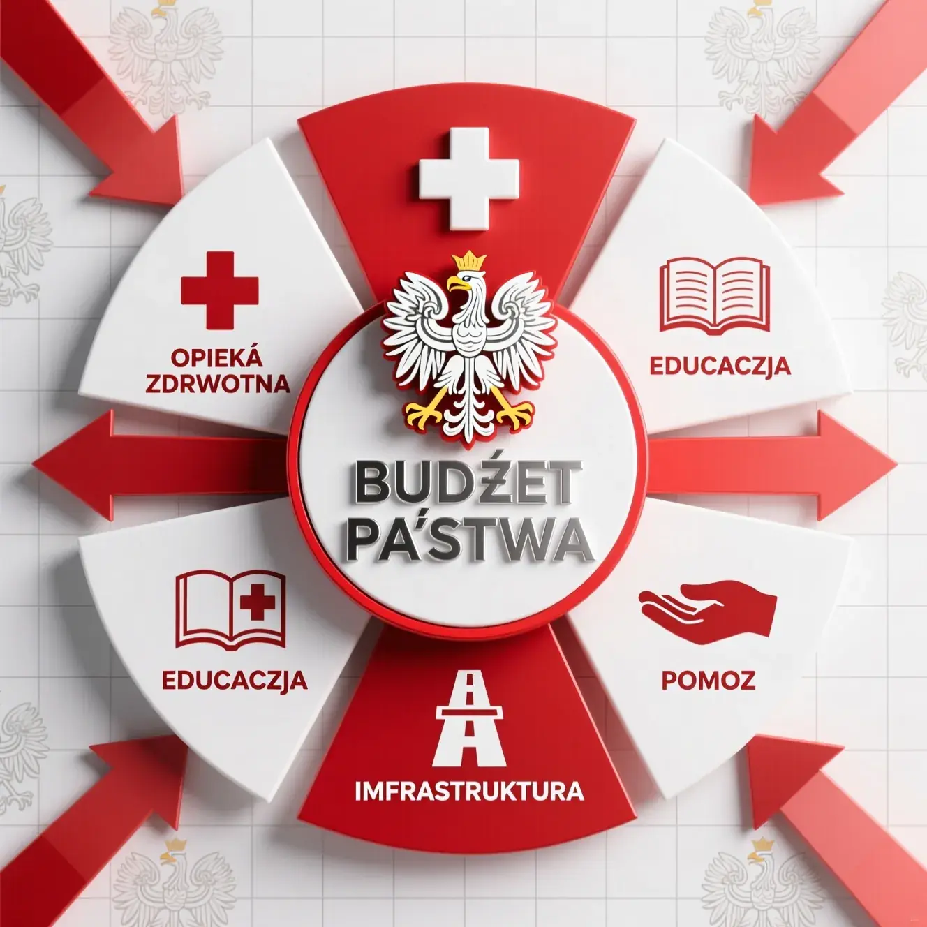 Infografika pokazująca przepływ pieniędzy z podatków hazardowych do budżetu państwa - ochrona zdrowia, edukacja, infrastruktura