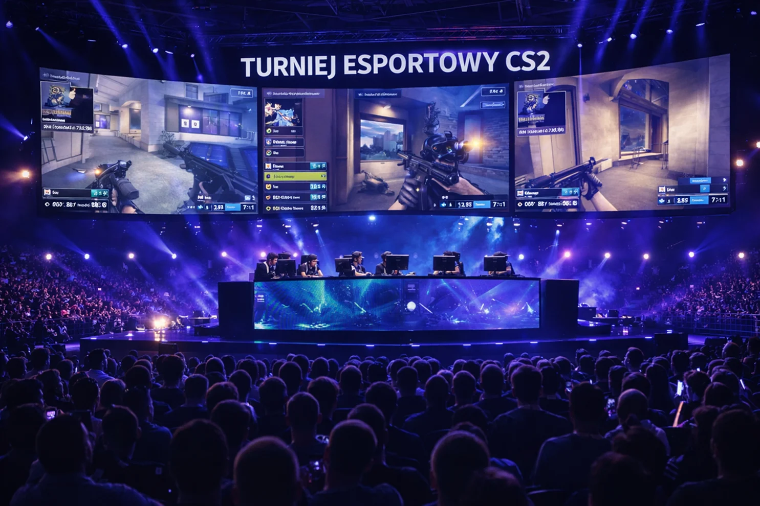 Turniej e-sportowy z kibicami oglądającymi mecz CS2 na dużym ekranie