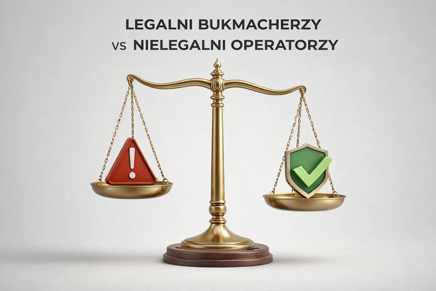 Waga sprawiedliwości porównująca legalnych i nielegalnych bukmacherów
