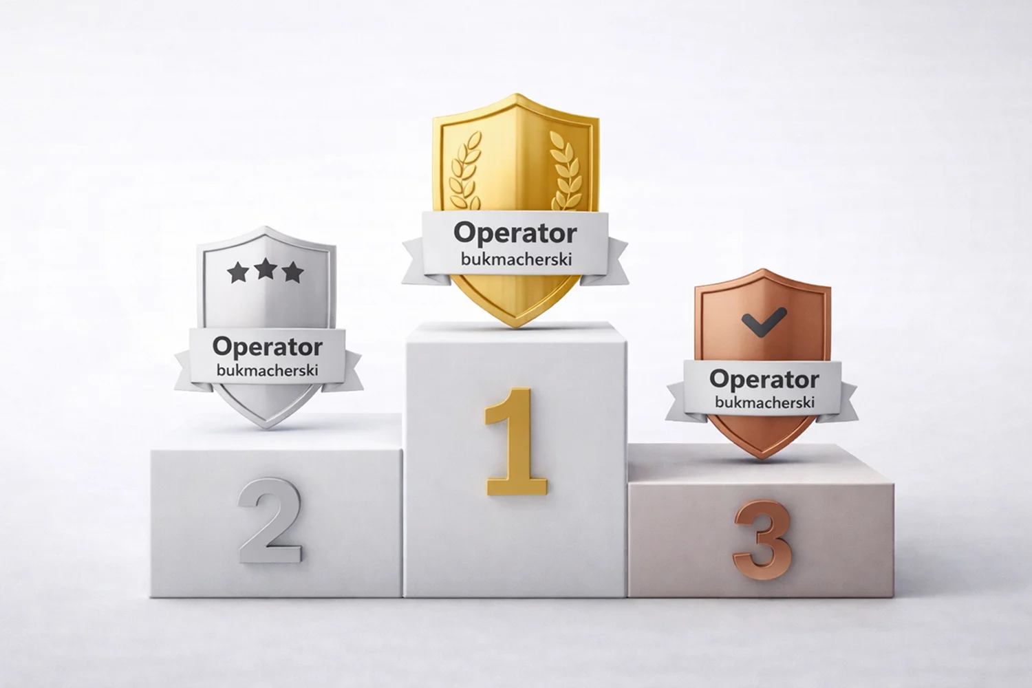 Podium z logami bukmacherów pokazujące ranking dla zakładów live