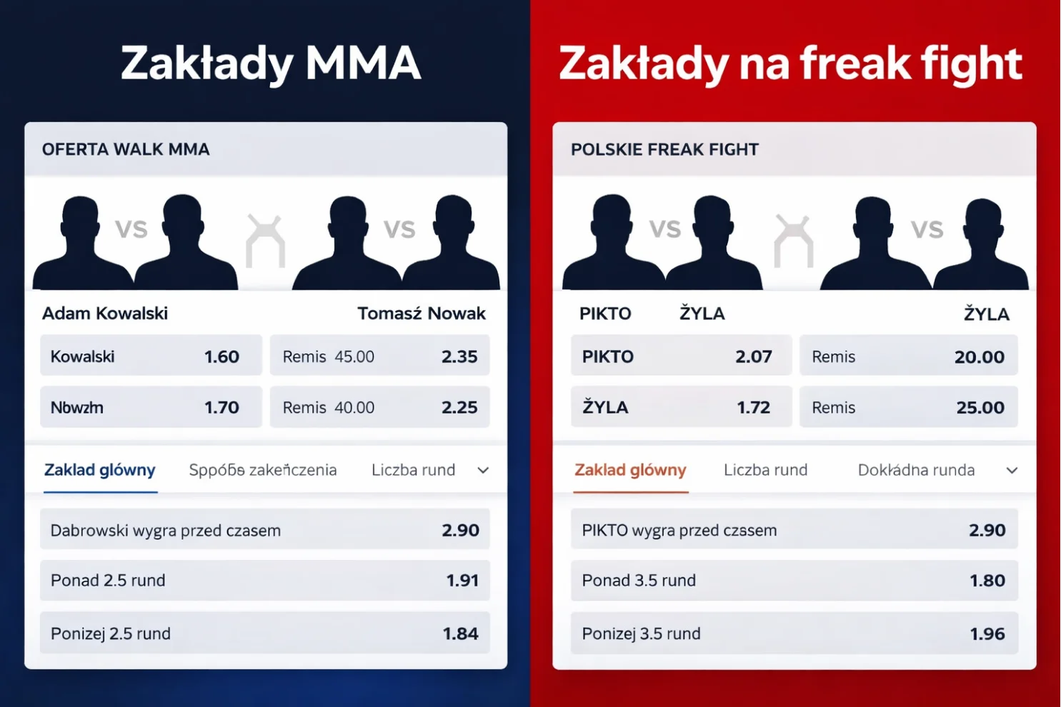 Porównanie ofert bukmacherów na walki MMA i freak fight